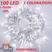 Luci di Natale Catena Led luminosa Esterno Prolungabile 100 Led 10mt Vari Colori