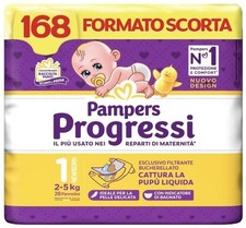 Pampers Progressi Newborn, 168 Pannolini, Taglia 1 (2-5 Kg) M-B01LXREYOY-T
