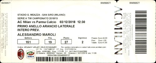 Biglietto stadio milan vs - stadio,
