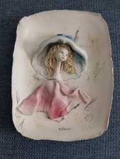 Vintage Quadretto Volto Ceramica Stile Lo Scricciolo Firmata E.  Tezza