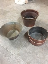 3 antiche pentole in rame Vasi Vaso Per Fiori