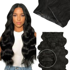 Invisi Edge Clip in Extension Capelli, 7pz 110g 14 Pollici Nero Naturale Senza Cuciture...