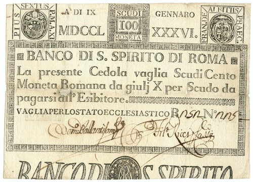 100 scudi cedola banco - 100,