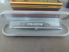 Goldring Penna a Sfera Con Timbro Placcato Oro Gessato Design Del 1970 Scatola