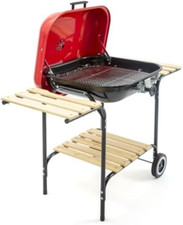 Barbeque a carbone con ruote, griglia regolabile e coperchio BBQ Efesto