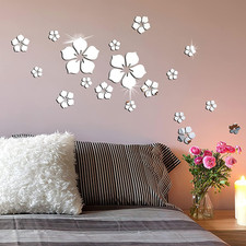 Adesivi Murali Floreali Di Cristallo 3D,Removibile Adesivi Da Parete a Specchio,