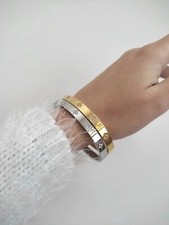 Bracciale Rigido da donna In Acciaio E Strass Colore Argento, Oro