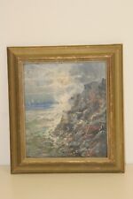 INNOCENTI CAMILLO ( 1871 - 1961 )  Olio su tavola - Scogliera con barche 