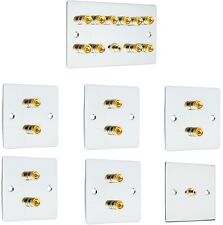 Kit completo piastra da parete altoparlante audio surround cromato 5.1 per spine a banana