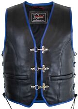 Gilet in pelle con bordi blu