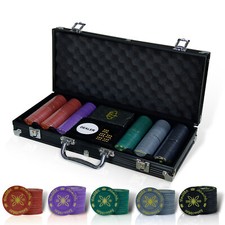 B-WAREN Valigetta Poker Set Poker 300 Poker Chips Jetons Gioco di Carte Dadi