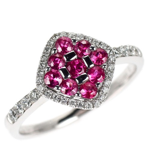 Anello con diamanti - , rubino