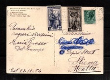 Destinazione MALTA + affrancatura MISTA Lavoro - Siracusana, Rep. Storia Postale