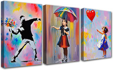 Trittico Banksy in Tela Con