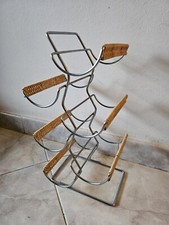 Portabottiglie Per 6 Bottiglie In Acciaio E Vimini Design