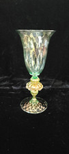Vetreria Artigianale D'Este Vetro di Murano Stelo Vetro Oro Verde 10,5"T Made Italy