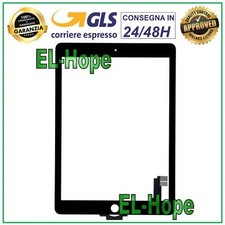 TOUCH SCREEN PER APPLE IPAD 6 AIR 2 WIFI 3G A1566 A1567 SCHERMO 9,7'' VETRO NERO