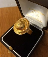ANELLO DONNA COLOR ORO GIALLO PIANETA SFERA NUOVI VARIE MISURE MEDIO GRANDE