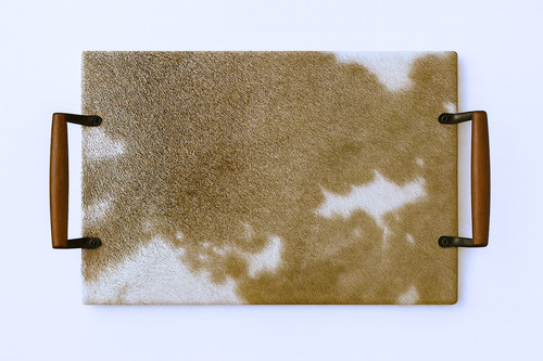 Genuine cowhide serving tray - cowhide,