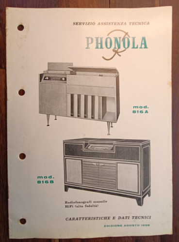 1958 phonola radio model - phonola, 816