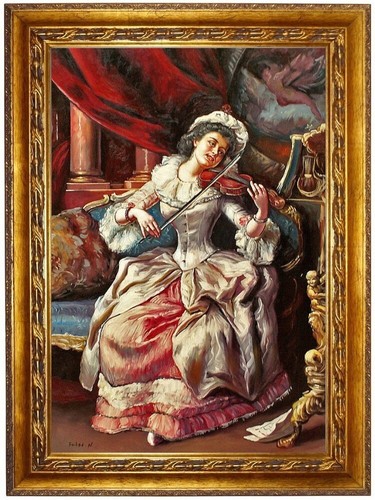Quadro lady suona - lady, violino