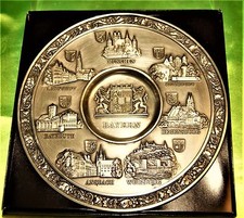 PIATTO ARTISTICO DECORATIVO IDEA REGALO PELTRO 95% CASTELLI BAVIERA BECKER (172)