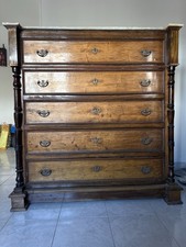 Cassettone antico fine ‘800 in legno massello con piano in marmo