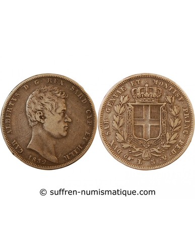 Italie charles albert 5 lire - albert,