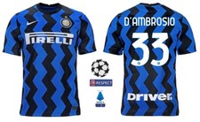 Maglia Nike Inter Milan 2020-2021 Home D Ambrosio 33 Champions League Serie A