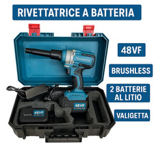 Kit Rivettatrice a Batteria  – Motore Brushless, 2 Batterie Litio, Valigetta