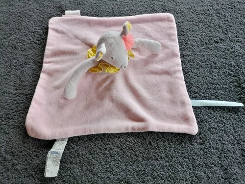 Doudou plat souris gris rose - doudou,