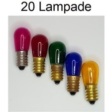 20 lampade di ricambio MULTICOLORE incandescenza 14V E14 per catenaria 20 luci