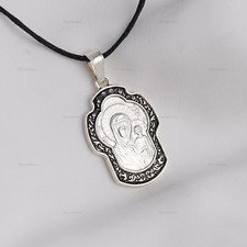 Collana ciondolo icona ortodossa SANTA MADRE di DIO di KAZAN donna gioielli regalo
