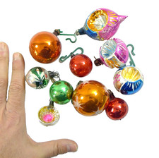 LOTTO PALLINE ADDOBBO DI NATALE VINTAGE  1950 60 VETRO  PALLA ALBERO DI NATALE