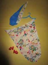 27) ANTICO BODY VINTAGE+GONNA FASCIATOIO PAREO MATTEL ANNI 80+SCARPE APERTE+STAFFA