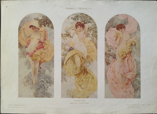 Antica stampa colori 1900 nudi - antica,