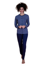 PIGIAMA DONNA IN FRESCO COTONE APERTO A MANICA LUNGA