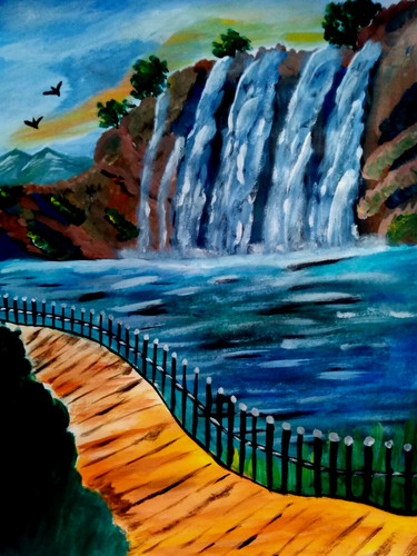 Dipinto originale cascata arte