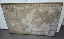 Quadro Pannello in Legno con Stampa Antico Mappamondo 130 x 85 cm