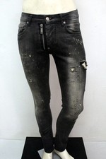 Dsquared2 Jeans Uomo Skinny Strappati Nero Taglia 40 Originali Rari Logo Cotone