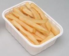 100 VASCHETTE CONTENITORI PATATINE PER ALIMENTI PLASTICA 1/2 PORZIONE ASPORTO P8