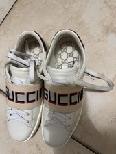 Gucci Men's White Leather Logo