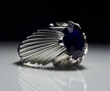 Anello uomo zaffiro 7 carati zaffiro blu naturale argento sterling 925 fatto a mano