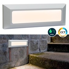 Faretto segnapassi bianco da esterno LED 6W CCT lampada rettangolare parete IP65