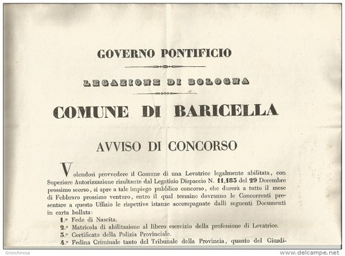 Baricella 1845 legazione - 6.1.1845,