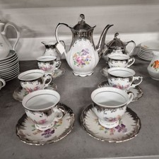 Servizio caffè porcellana Bavaria Tirschen 6 tazzine, caffettiera, lattiera, zuc