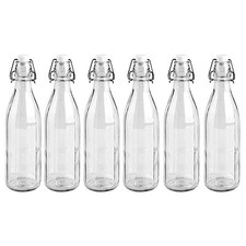 SET 6 BOTTIGLIE VETRO 500ML TAPPO ERMETICO CERVE VINTAGE