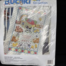 BUCILLA Baby CROSS STITCH Barnyard Babies CULLA COVER kit timbrato #40877 1994