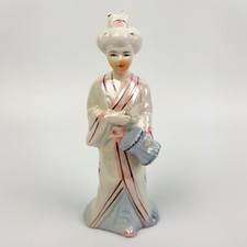 VINTAGE STATUA GEISHA PORCELLANA CERAMICA STATUINA ORIENTALE EPOCA XX SECOLO 