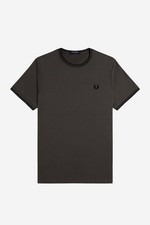 Fred Perry T-shirt Con Doppia Riga Verde - Taglia M Abbigliamento Uomo T-shirts